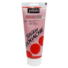 Studio Gouache Pebeo Fluid Paint - 220 ml, Cadmium Red, Velvet Matte Formula, for Acrylic Painting and Illustration, Arts and Crafts Supplies (270-033)