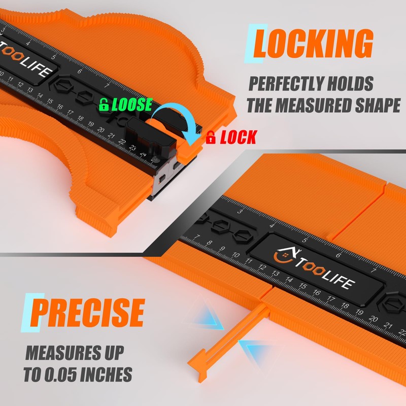 TOOLIFE Contour Gauge Unlimited Connection Profile Tool 20 inch, Christmas