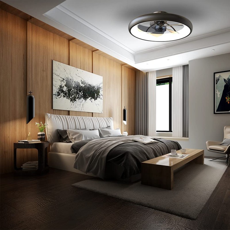 CIKASS Ceiling Fan with Lights Dimmable LED Reversible Blades Timing