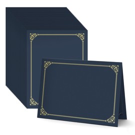 BELLE KR® Blue Certificate Folders 8.5 x 11, 50 Pcs - Diploma Cover Can be Used as Award Certificate Covers with Gold Foil Border for Letter Size 8.5" x 11" Certificates, Cardstock and Documents