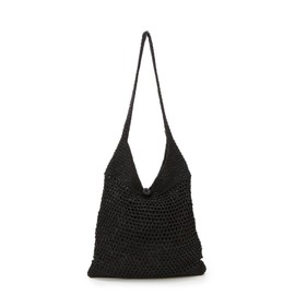Topkapi Shoulder Bag, Metallic Knit One-Shoulder Bag, Black
