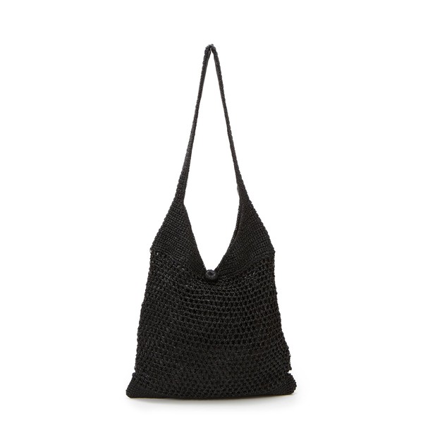 Topkapi Shoulder Bag, Metallic Knit One-Shoulder Bag, Black