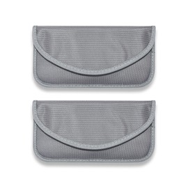 Flygun 2 PCS Cell Phone Signal Blocking Pouch, Anti-Tracking Privacy Protectors, Waterproof Wallet, ID Card Storage Bag, Self-Adhesive Auto Kit, Universal for Most Cars, Trucks (Gray)