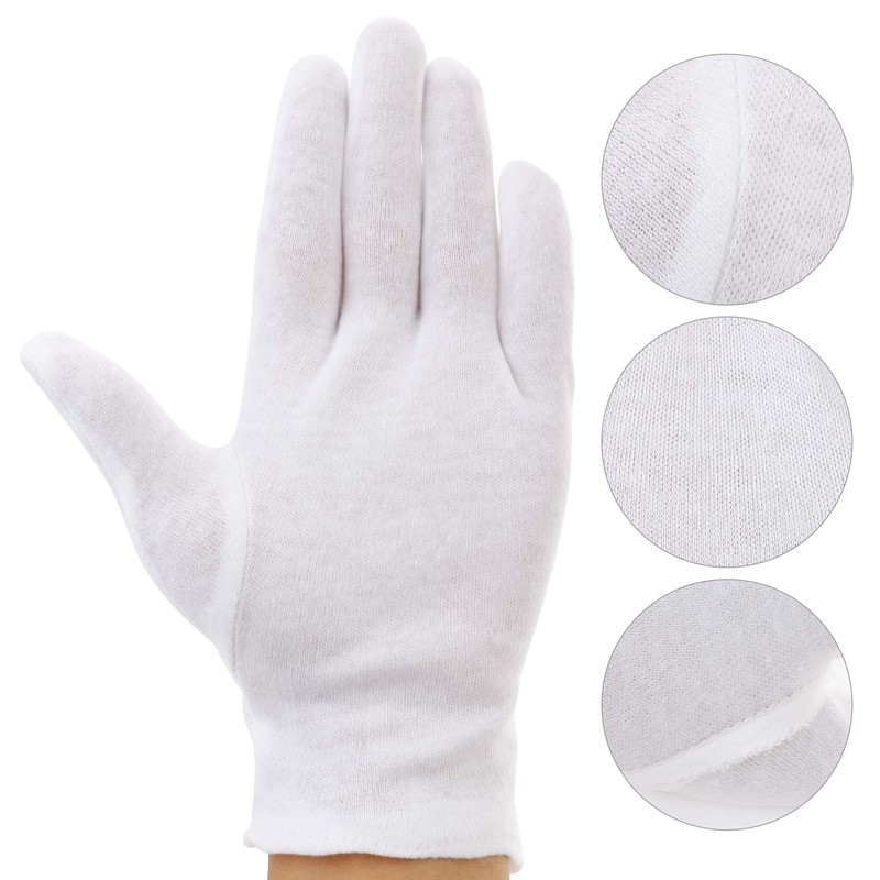 Incutex 1 pair of white cotton gloves moisturising, cloth gloves