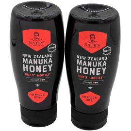 Nature Nate's ManukaHoney 2X Nate's Raw New Zealand MGO83+ UMF Certified 5+ (13.2 oz) Squeeze