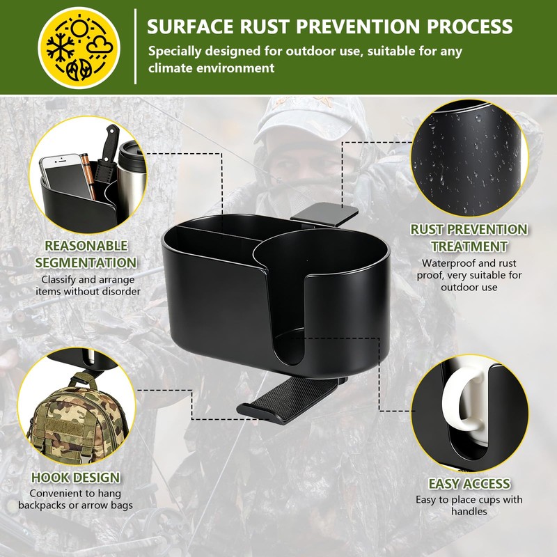 Cup Holder for Tree Stand Hunting Clamp on Deer Stand