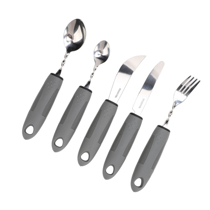 5pcs Bendable Adaptive Utensils Weighted Easy Grip Stainless Steel Special