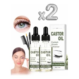 (2 botellas)Sérum aceite de ricino 30 ml, crecimiento y nutrición de pestañas para piel normal,Contiene queratina y aceite de ricinoMynorcal          