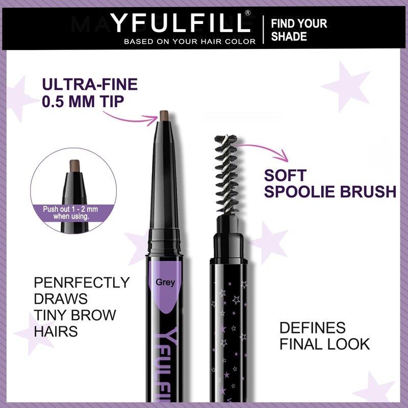 Yfulfill Grey Eyebrow Pencils for Older Women, Soft Eyebrow Pencils