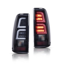 LQI LED Tube Tail Lights Assembly Fit GMC Sierra 1500/2500 1999-2006 Left & Right Rear Brake Lamps w/Light Bar Assembly Luces traseras, Smoky Lens Clear Housing, GM2800186
