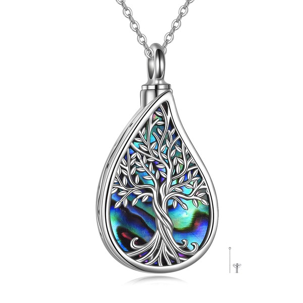 URONE Urn Necklaces For Ashes 925 Sterling Silver Tree Of