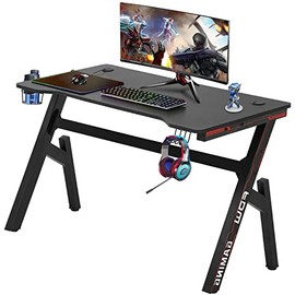 PayLessHere Gaming Desk Z-Shaped More Structure Stable 47" Computer Desk, Ergonomic Racing Style Table for Home Office, Games, Study, Writing
