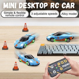 SASBSC 1/64 Mini Rc Car Toys for Boys Age 4-7 8-12, 2.4GHz Small App & Remote Control Cars with 3 Speed Modes for Kids Adults Rechargeable Desktop Toy Race Sports Car Gifts for Birthday (Blue)