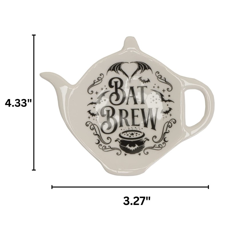 Pacific Giftware Ceramic Spooky Spoon Holder, Black, Tea or Coffee