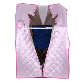 Portable Folding Steam Sauna for Home Spa 1000W 2L Steam Generator, Lightweight Personal Sauna Tent with Remote Control, Indoor Steam Room Include Folding Chair, 60 Minute Timer (Pink)