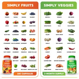 Simply Nature's Pledge - Packed with Over 40 Different Fruits & Vegetables - Made with Whole Food Superfoods - with High Beta Carotene – 100% Soy Free - 90 Count (Pack of 2)