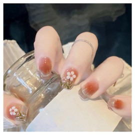 SEMTIM Nail Tips, 24 Pieces, Medium, Short, Round, False Nails, Medium Long, Popular, Japanese Style, Cute, Simple, Fashionable, Coming of Age of Age Ceremonies, School Entrance Ceremonies, Graduation Ceremonies, Weddings, Giving Nail Tips (A9)