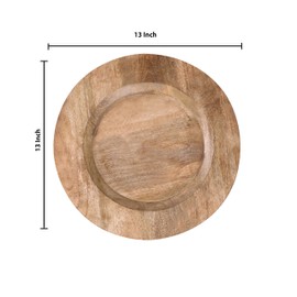 Lightnpro Natural Wood Dinner Plates for Eating Wooden Round Charcuterie Boards Serving Platters for Food Dishes Cheese Tray Dessert Salad Plate Wood Charger Plates - 13 Inch Set of 2