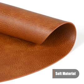 Univo Colors PU Leather Placemats Set of 6,15" Round Washed Cowhide Pattern Table Mats for Dining Table, Kitchen, Party Decoration(Retro Reddish Brown)