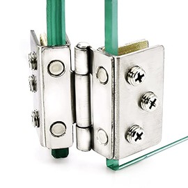 Hardbase Hardware Hinges Glass Door Clamp Hinges Clip Hinges for Glass Thickness 0.3 - 0.4 inches (7 - 10 mm), Pack of 2