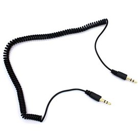 Compatible with Moto G6 - Black Coiled Aux Cable Car Stereo Wire Audio Speaker Cord 3.5mm Jack Adapter Auxiliary for Motorola Moto G6