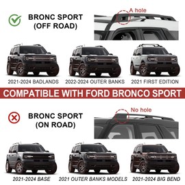 KINGGERI 265lbs Roof Racks Cross Bars Fit for Ford Bronco Sport (Off-Road) Badlands 2021-2025 & Outer-Banks 2022-2025 & First Edition 2021, Heavy Duty Aluminum Crossbars All Metal Luggage Accessories