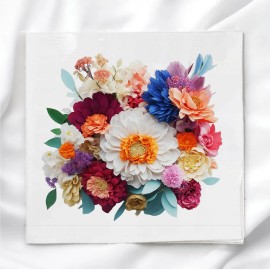 SH Fabric Floral Bouquet Fabric Panel for Quilting Sewing Crafting Quilt Block Square - 5x5 inches