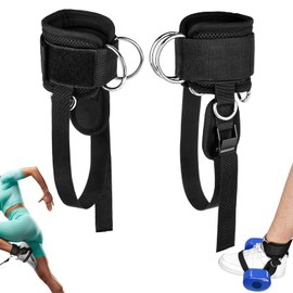 Ankle Straps for Cable Machine and Dumbbell, Dumbbell Foot Attachment for Gym with Longer Nylon Strap/Protective Gasket/5 Steel D-Ring, Tibialis Trainer, Leg Workouts, Hamstring Curls for Women Men