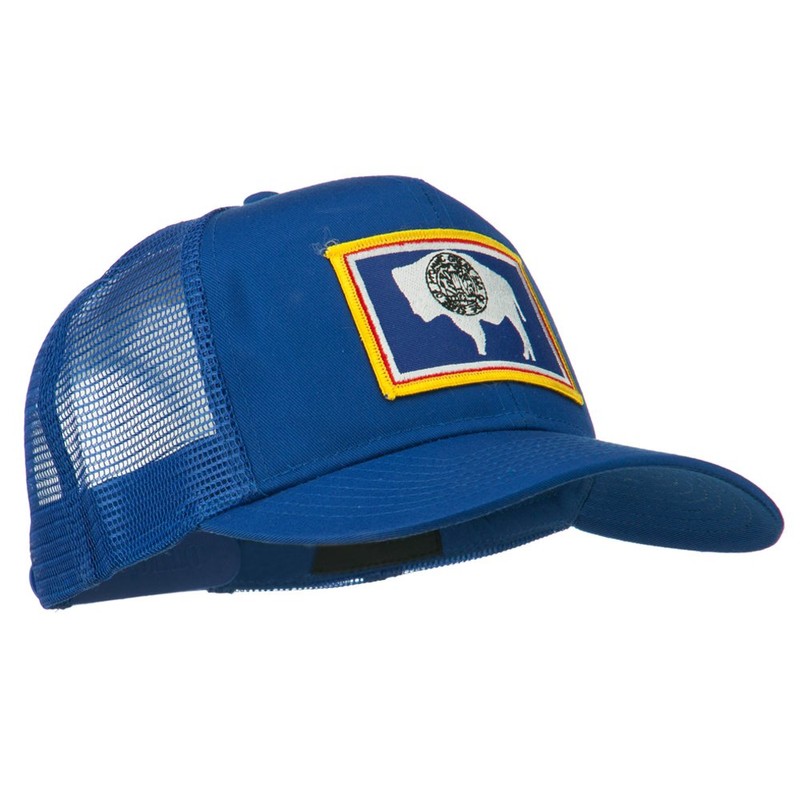 Wyoming State Flag Patched Mesh Cap - Royal OSFM