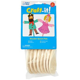 Baker Ross E8262 Wooden Spoons to Decorate - Pack of 8, Craft Kits for Kids to Make and Design for Art Activities,24cm