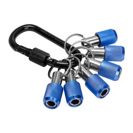 LUEXBOX 1/4 Inch Bit Holder Keychain, Hex Screwdriver Bits Holder Extension Bar, Quick Change Screw Bit Holder for Most Electric, Hand-held Screwdrivers and Drill Bits (B: Blue 6pack)