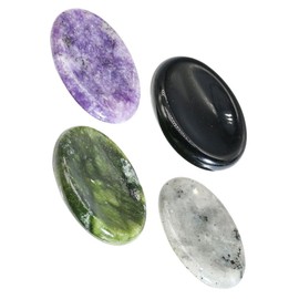LALAFINA Portable Worry Stone 4pcs Crystal Thumb Massage scraper for Stress Anxiety