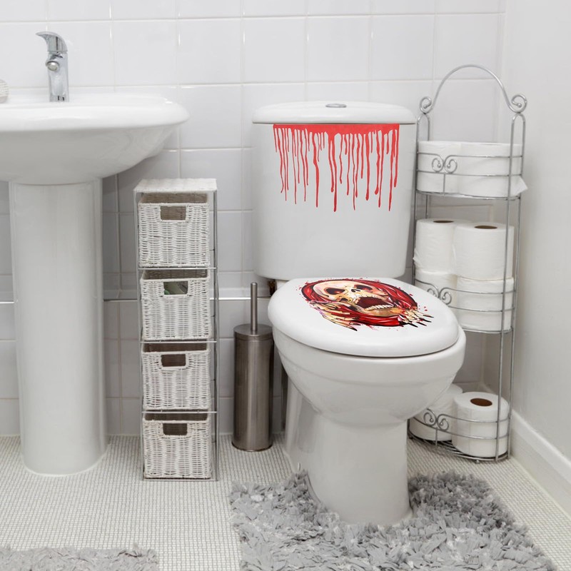 Halloween Toilet Seat Cover 3D, 23.62x12.20 Inch Scary Bathroom Decor
