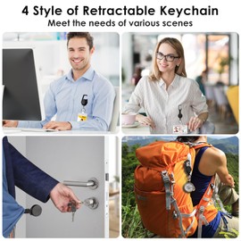 Retractable Keychain, 4 Pcs Heavy Duty Carabiner Badge Holder Retractable Badge Reel ID Holder Extendable Key Ring Key Holder for 8 oz ABS Casing with 23.6 inches Steel Cord