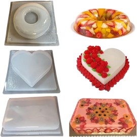 Kit de 3 Moldes para Gelatina: Dona, Corazón y Rectángulo Lisos. Hechos de Polietileno, Resistentes y Reutilizables. Fáciles de Usar y Desmoldar.