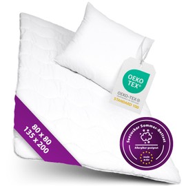 AddLiving Seerzucker 2-in-1 Bed Set White | Quilt 135 x 200 cm & Pillow 80 x 80 cm Set | Bedding & Bed Linen | Washable Duvet & Sleeping Pillow | Breathable & Easy Care | Oeko-Tex 100