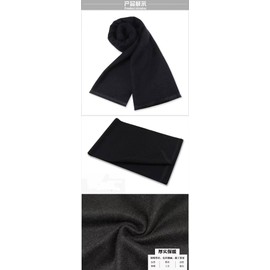 Men Wool Scarf Men long winter neckwear (Black)
