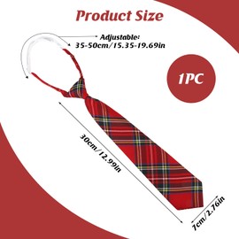 QTMMC Red Tartan Neck Tie Scottish Tartan Neckties for Men Women Kids Traditional Red Tartan Check Tie Necktie with Plaid Stripes Scottish Style for Hen Wedding Party Costume Fancy Dress Stage