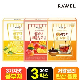 Roel Well -up Combucha Lemon Apple Mango Monator Stick 3 Box / 로엘 웰업 콤부차 레몬애플망고얼그레이 분말스틱 3박스