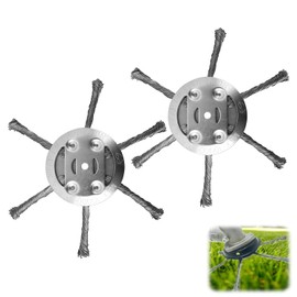 2PCS Steel Wire Grass Trimmer Head, 2025 New String Trimmer Replacement Head, Universal Brush Cutter Steel Head for Lawn Mower Edging, 6 Inch Steel Wire Weed Brush Cutter Trimmer Head (6 Blades)