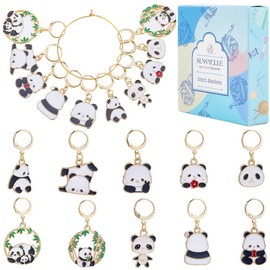 SUNNYCLUE 1 Box of 20 Panda Stitch Markers Cute Crochet Marker Charms Enamel Animal Stainless Steel Lever Clasps Metal Knitting Markers Removable Crochet Markers for Clip On for DIY Crochet Stric