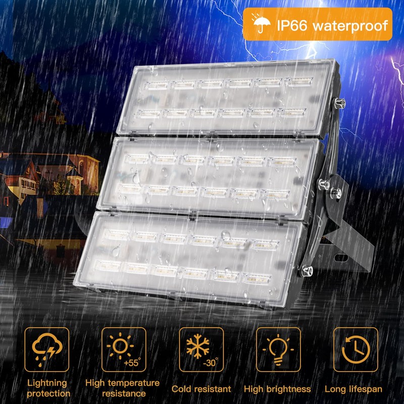 300W LED Flood Light Outdoor, 43500lm 6000K Super Bright Yard