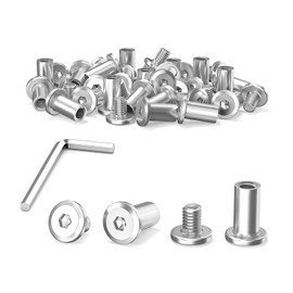 Pack of 40 M6 x 15 mm Connection Screws, Sleeve Screws, Stainless Steel A2 V2A, Furniture Screws, Cabinet Connector with Hex Key for Cabinets, Cabinets, Wood Bread
