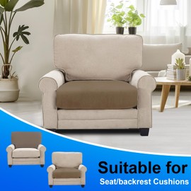 CYCMACO Velvet Seat Cushion Cover, Stretch Sofa Seat Cushion Cover, Non-Slip, Universal Sofa Cover, Living Room, Elastic Cushion Covers, Washable (Large 1-Seater, Camel)