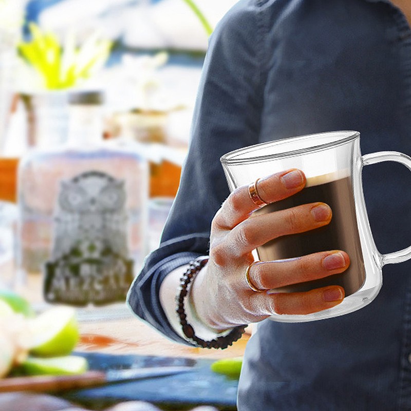 2Pcs Glass Water Mug Multipurpose Large Capacity Safe Transparent Drink