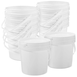 QLYYOPSK 10 Pack 0.9 Gallon White Plastic Buckets with Lids and Handles –Portable Storage Containers for Dry Food, Paint, Camping, Fishing Supplies