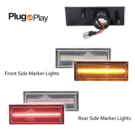 GTINTHEBOX for 1981-1988 Oldsmobile Cutlass 442 Front Amber & Rear Red LED Side Marker Light Fender Lamp,4pcs (Clear Lens)