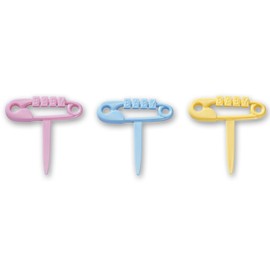 DecoPac Baby Diaper Pins DecoPic Cupcake Picks (12 Count)