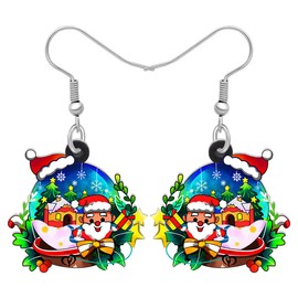 DUOWEI Acrylic Christmas Tree Garland Earrings Dangle Jewelry for Women Kids Teens Festival Gifts, Acrylic, Sandstone