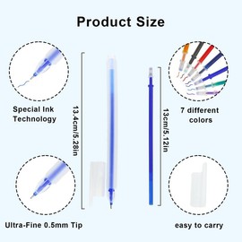 7-Color Heat Erasable Fabric Markers with 42 Refills, Extra-Fine 0.5mm Tip for Sewing, Quilting, Embroidery, Crafts & DIY Projects